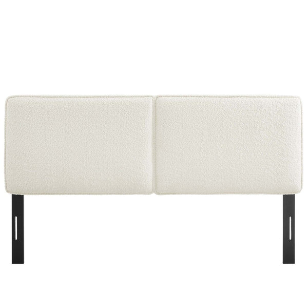 Modway Furniture Lindee Boucle Fabric Full Headboard - Modern Luxury Upholstered Design for Comfortable Bedrooms Cream MOD-7147-CRM