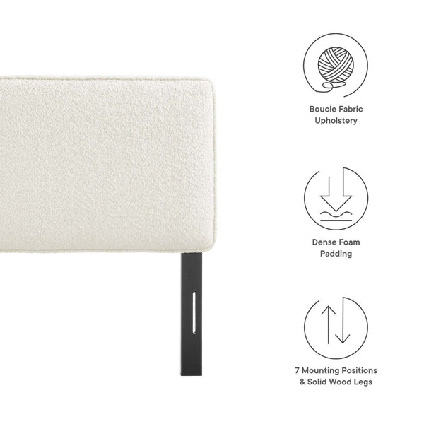 Modway Furniture Lindee Boucle Fabric Full Headboard - Modern Luxury Upholstered Design for Comfortable Bedrooms Cream MOD-7147-CRM