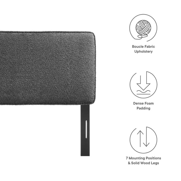 Modway Furniture Lindee Boucle Fabric Queen Headboard by Modway - Modern Elegance and Comfort for Your Bedroom Retreat Slate MOD-7149-SLA