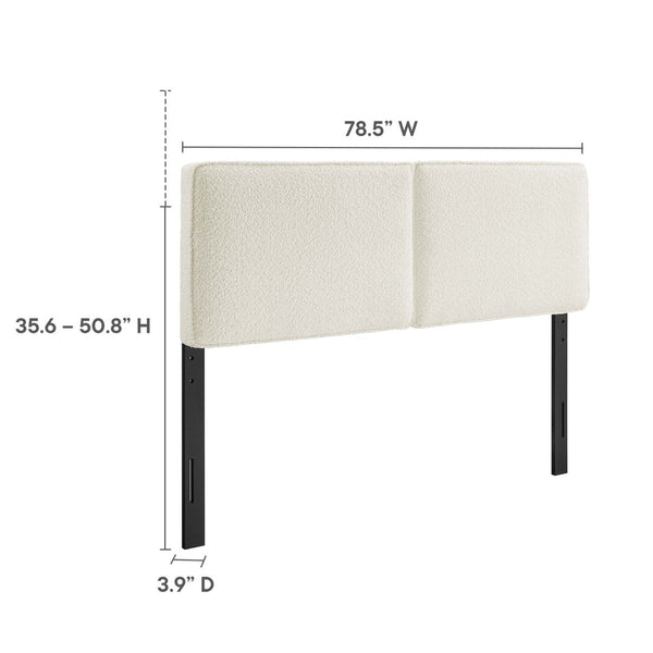Modway Furniture Lindee Boucle Fabric King Headboard - Stylish Modern Design, Plush Comfort, and Durable Support Cream MOD-7151-CRM