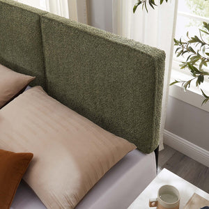 Modway Furniture Lindee Boucle Fabric King Headboard - Stylish Modern Design, Plush Comfort, and Durable Support Sage MOD-7151-SGE