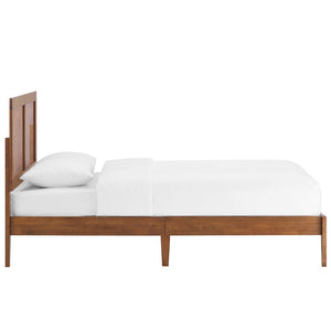 Modway Furniture Sirocco Twin Platform Bed - Stylish Rattan and Wood Design with Adjustable Headboard for Comfort Walnut MOD-7152-WAL