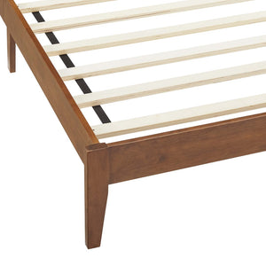 Modway Furniture Sirocco Twin Platform Bed - Stylish Rattan and Wood Design with Adjustable Headboard for Comfort Walnut MOD-7152-WAL