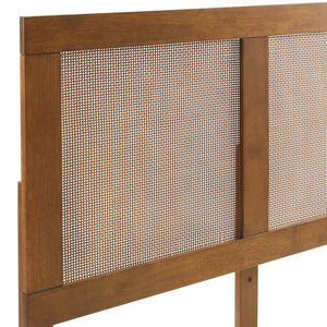 Modway Furniture Sirocco Twin Platform Bed - Stylish Rattan and Wood Design with Adjustable Headboard for Comfort Walnut MOD-7152-WAL