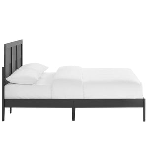Modway Furniture Sirocco Full Platform Bed by Modway - Stylish Rattan Headboard & Durable Wood Frame for Cozy Spaces Black MOD-7153-BLK