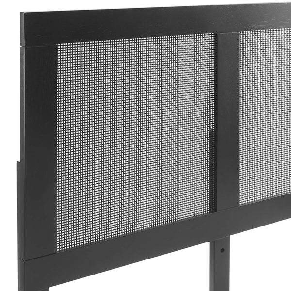 Modway Furniture Sirocco Full Platform Bed by Modway - Stylish Rattan Headboard & Durable Wood Frame for Cozy Spaces Black MOD-7153-BLK