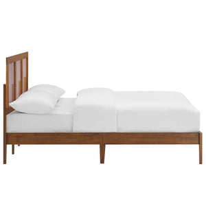 Modway Furniture Sirocco Full Platform Bed by Modway - Stylish Rattan Headboard & Durable Wood Frame for Cozy Spaces Walnut MOD-7153-WAL