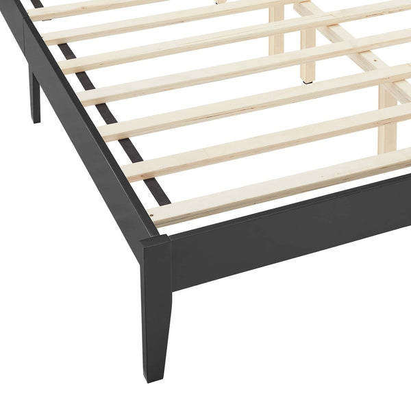 Modway Furniture Sirocco Rattan and Wood Queen Platform Bed - Stylish, Durable Design with Adjustable Headboard Height Black MOD-7154-BLK