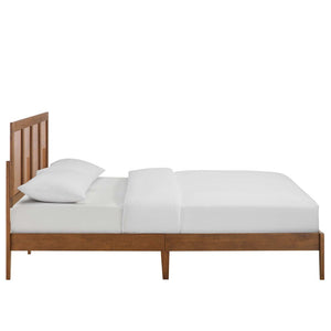 Modway Furniture Sirocco Rattan and Wood Queen Platform Bed - Stylish, Durable Design with Adjustable Headboard Height Walnut MOD-7154-WAL
