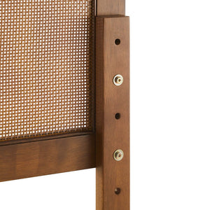 Modway Furniture Sirocco Rattan and Wood Queen Platform Bed - Stylish, Durable Design with Adjustable Headboard Height Walnut MOD-7154-WAL