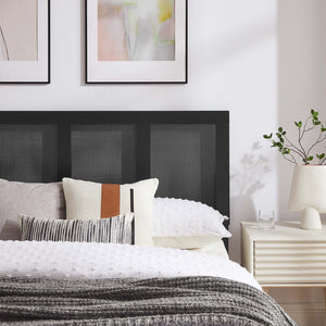 Modway Furniture Sirocco Rattan and Wood King Platform Bed by Modway - Stylish, Durable Design for Every Bedroom Decor Black MOD-7155-BLK