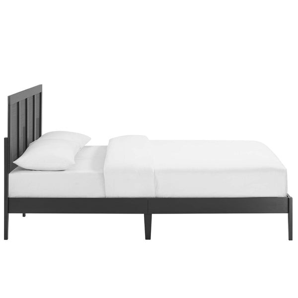 Modway Furniture Sirocco Rattan and Wood King Platform Bed by Modway - Stylish, Durable Design for Every Bedroom Decor Black MOD-7155-BLK