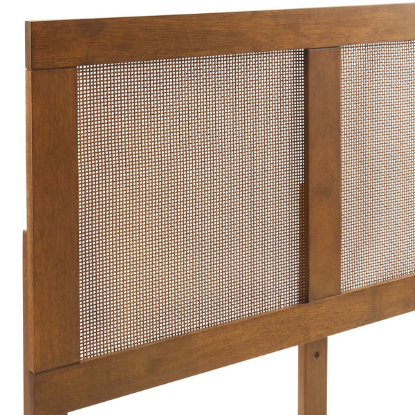 Modway Furniture Sirocco Rattan and Wood King Platform Bed by Modway - Stylish, Durable Design for Every Bedroom Decor Walnut MOD-7155-WAL