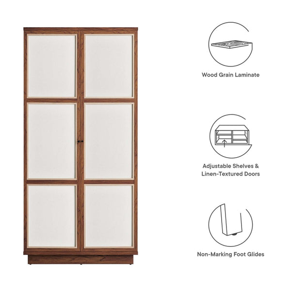 Modway Furniture Capri 70" Tall Storage Cabinet - Stylish Wood Grain Design with Soft-Close Doors for Versatile Use MOD-7156-WAL