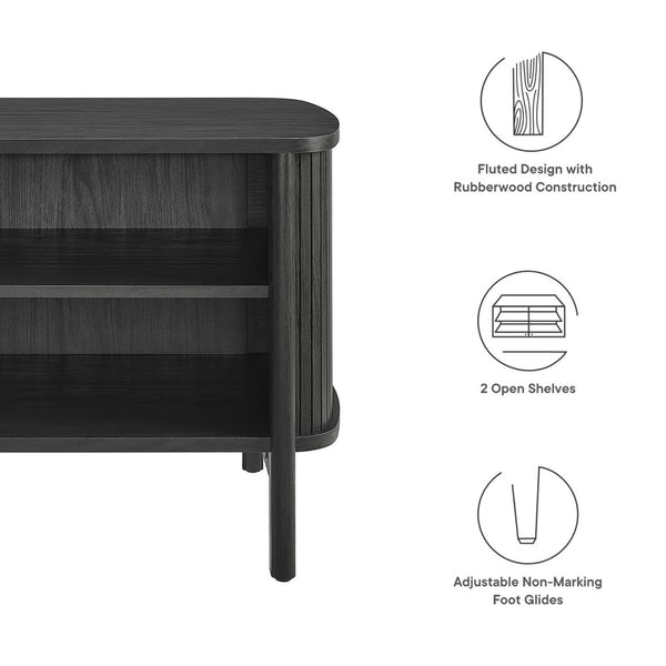 Modway Furniture Cadence Open Nightstand – Modern Airy Design with Fluted Detailing for Stylish Storage & Decor Black MOD-7157-BLK