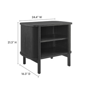 Modway Furniture Cadence Open Nightstand – Modern Airy Design with Fluted Detailing for Stylish Storage & Decor Black MOD-7157-BLK