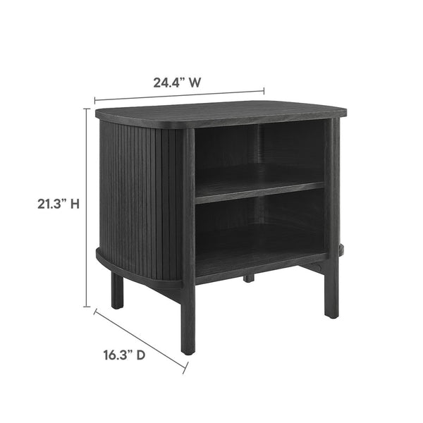 Modway Furniture Cadence Open Nightstand – Modern Airy Design with Fluted Detailing for Stylish Storage & Decor Black MOD-7157-BLK