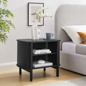 Modway Furniture Cadence Open Nightstand – Modern Airy Design with Fluted Detailing for Stylish Storage & Decor Black MOD-7157-BLK