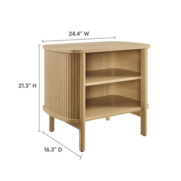 Modway Furniture Cadence Open Nightstand – Modern Airy Design with Fluted Detailing for Stylish Storage & Decor Oak MOD-7157-OAK