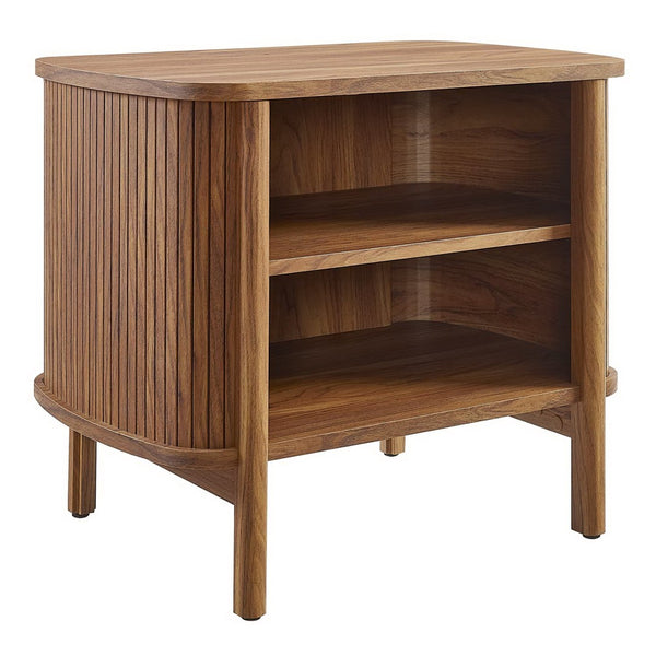 Modway Furniture Cadence Open Nightstand – Modern Airy Design with Fluted Detailing for Stylish Storage & Decor Walnut MOD-7157-WAL