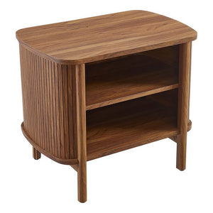 Modway Furniture Cadence Open Nightstand – Modern Airy Design with Fluted Detailing for Stylish Storage & Decor Walnut MOD-7157-WAL