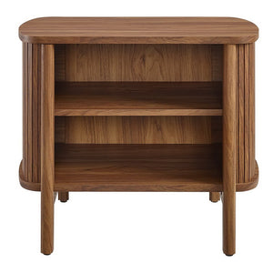 Modway Furniture Cadence Open Nightstand – Modern Airy Design with Fluted Detailing for Stylish Storage & Decor Walnut MOD-7157-WAL