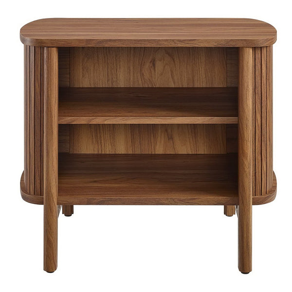 Modway Furniture Cadence Open Nightstand – Modern Airy Design with Fluted Detailing for Stylish Storage & Decor Walnut MOD-7157-WAL