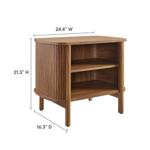Modway Furniture Cadence Open Nightstand – Modern Airy Design with Fluted Detailing for Stylish Storage & Decor Walnut MOD-7157-WAL