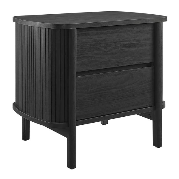 Modway Furniture Cadence 2-Drawer Nightstand - Modern Boho Accent Table with Fluted Design & Practical Storage Solutions Black MOD-7158-BLK