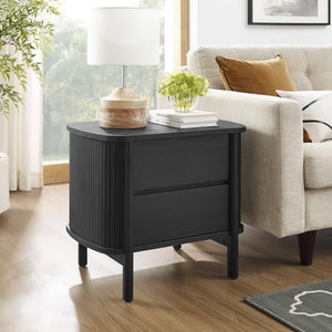 Modway Furniture Cadence 2-Drawer Nightstand - Modern Boho Accent Table with Fluted Design & Practical Storage Solutions Black MOD-7158-BLK