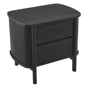 Modway Furniture Cadence 2-Drawer Nightstand - Modern Boho Accent Table with Fluted Design & Practical Storage Solutions Black MOD-7158-BLK