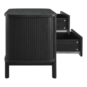 Modway Furniture Cadence 2-Drawer Nightstand - Modern Boho Accent Table with Fluted Design & Practical Storage Solutions Black MOD-7158-BLK
