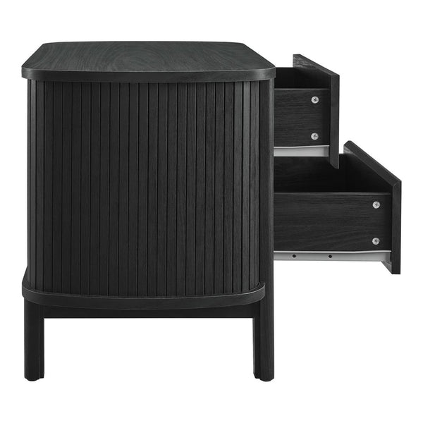 Modway Furniture Cadence 2-Drawer Nightstand - Modern Boho Accent Table with Fluted Design & Practical Storage Solutions Black MOD-7158-BLK