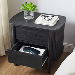 Modway Furniture Cadence 2-Drawer Nightstand - Modern Boho Accent Table with Fluted Design & Practical Storage Solutions Black MOD-7158-BLK