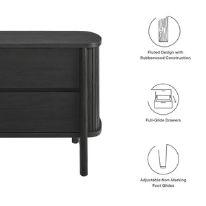 Modway Furniture Cadence 2-Drawer Nightstand - Modern Boho Accent Table with Fluted Design & Practical Storage Solutions Black MOD-7158-BLK