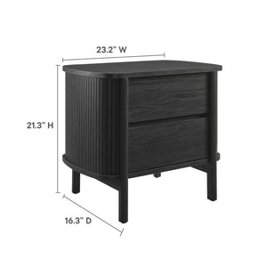 Modway Furniture Cadence 2-Drawer Nightstand - Modern Boho Accent Table with Fluted Design & Practical Storage Solutions Black MOD-7158-BLK