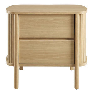 Modway Furniture Cadence 2-Drawer Nightstand - Modern Boho Accent Table with Fluted Design & Practical Storage Solutions Oak MOD-7158-OAK