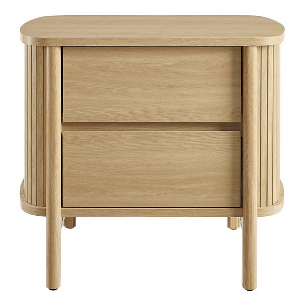 Modway Furniture Cadence 2-Drawer Nightstand - Modern Boho Accent Table with Fluted Design & Practical Storage Solutions Oak MOD-7158-OAK