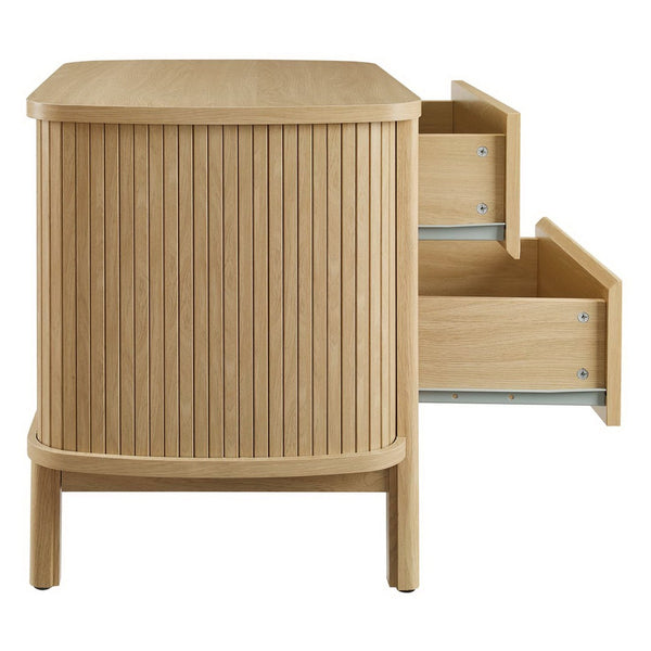 Modway Furniture Cadence 2-Drawer Nightstand - Modern Boho Accent Table with Fluted Design & Practical Storage Solutions Oak MOD-7158-OAK