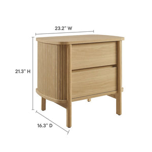 Modway Furniture Cadence 2-Drawer Nightstand - Modern Boho Accent Table with Fluted Design & Practical Storage Solutions Oak MOD-7158-OAK