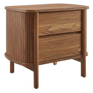 Modway Furniture Cadence 2-Drawer Nightstand - Modern Boho Accent Table with Fluted Design & Practical Storage Solutions Walnut MOD-7158-WAL