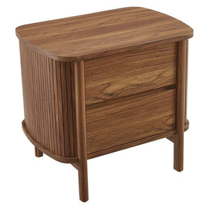 Modway Furniture Cadence 2-Drawer Nightstand - Modern Boho Accent Table with Fluted Design & Practical Storage Solutions Walnut MOD-7158-WAL