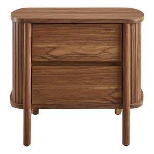 Modway Furniture Cadence 2-Drawer Nightstand - Modern Boho Accent Table with Fluted Design & Practical Storage Solutions Walnut MOD-7158-WAL