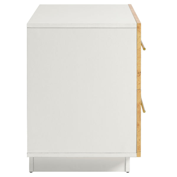 Modway Furniture Abel 2-Drawer Burl Wood Nightstand - Mid-Century Modern Accent Table with Gold Pulls and Storage MOD-7159-WHI-BUR