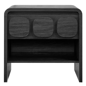 Modway Furniture Toscana 1-Drawer Nightstand - Mid-Century Modern Elegance with Open Shelf and Smooth Glides Black MOD-7160-BLK