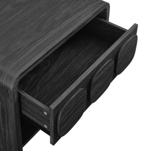 Modway Furniture Toscana 1-Drawer Nightstand - Mid-Century Modern Elegance with Open Shelf and Smooth Glides Black MOD-7160-BLK