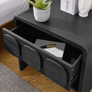 Modway Furniture Toscana 1-Drawer Nightstand - Mid-Century Modern Elegance with Open Shelf and Smooth Glides Black MOD-7160-BLK