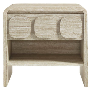 Modway Furniture Toscana 1-Drawer Nightstand - Mid-Century Modern Elegance with Open Shelf and Smooth Glides Travertine MOD-7160-TRA
