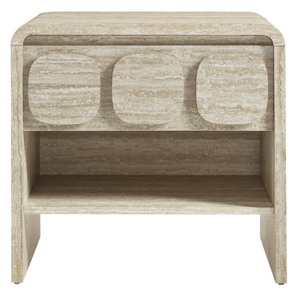 Modway Furniture Toscana 1-Drawer Nightstand - Mid-Century Modern Elegance with Open Shelf and Smooth Glides Travertine MOD-7160-TRA