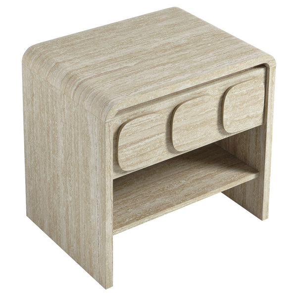Modway Furniture Toscana 1-Drawer Nightstand - Mid-Century Modern Elegance with Open Shelf and Smooth Glides Travertine MOD-7160-TRA
